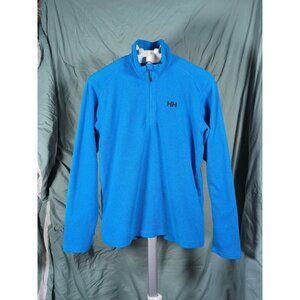 HELLY HANSEN POLARTEC Mens Fleece Jumper Size Large - 1/4 Zip Blue Pullover